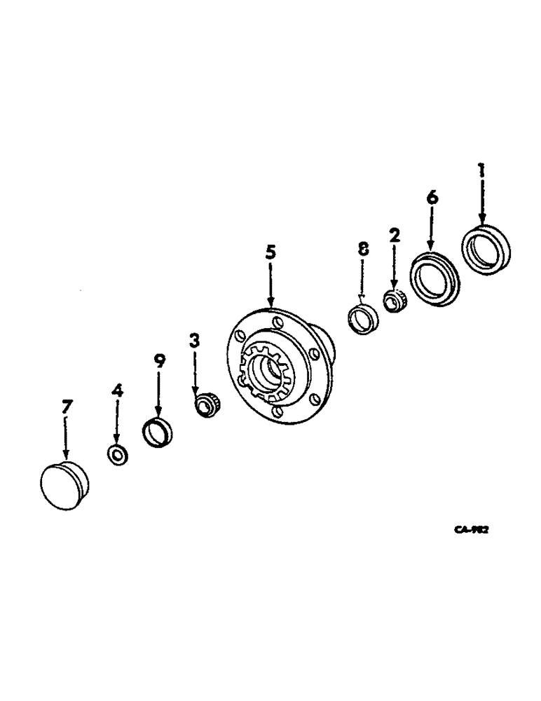 Схема запчастей Case IH 454 - (14-05) - FRONT WHEEL HUB, BEARINGS AND CAP, 5080 UP Suspension