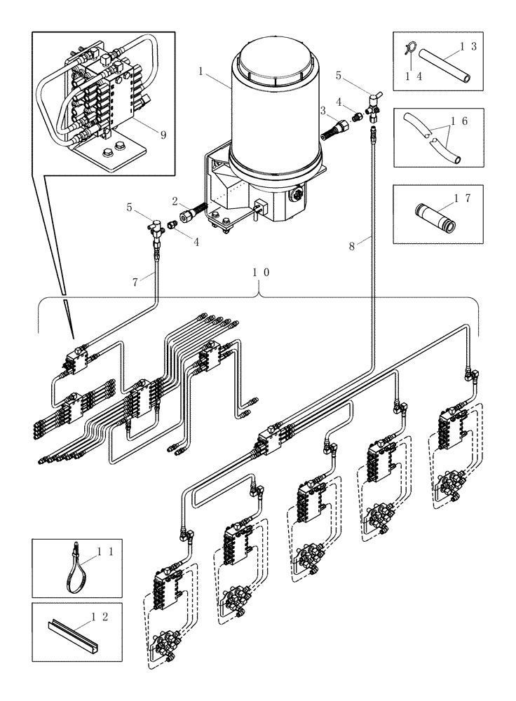 Схема запчастей Case IH CPX420 - (09A-42) - AUTOMATIC LUBRICATION SYSTEM - 5 ROW NARROW (13) - PICKING SYSTEM