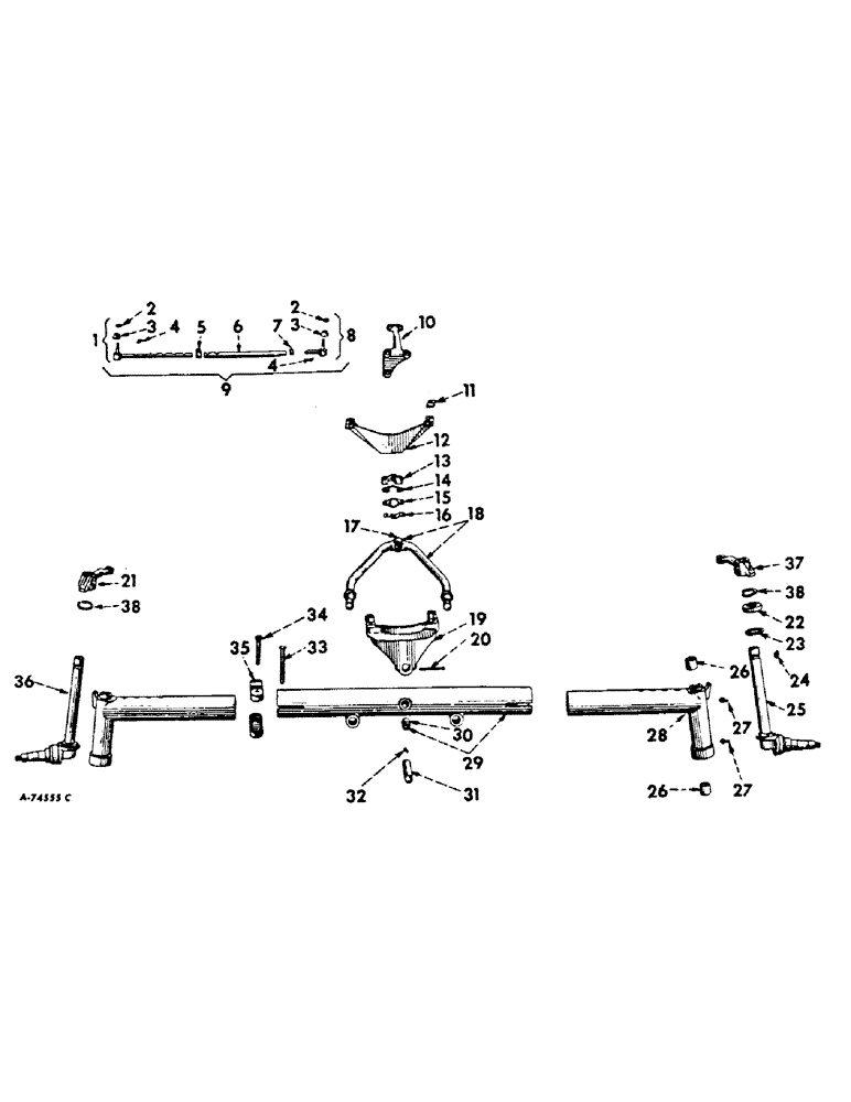 Схема запчастей Case IH 756 - (J-14) - STEERING MECHANISM, ADJUSTABLE WIDE TREAD FRONT AXLE, STANDARD, FARMALL TRACTORS Steering Mechanism