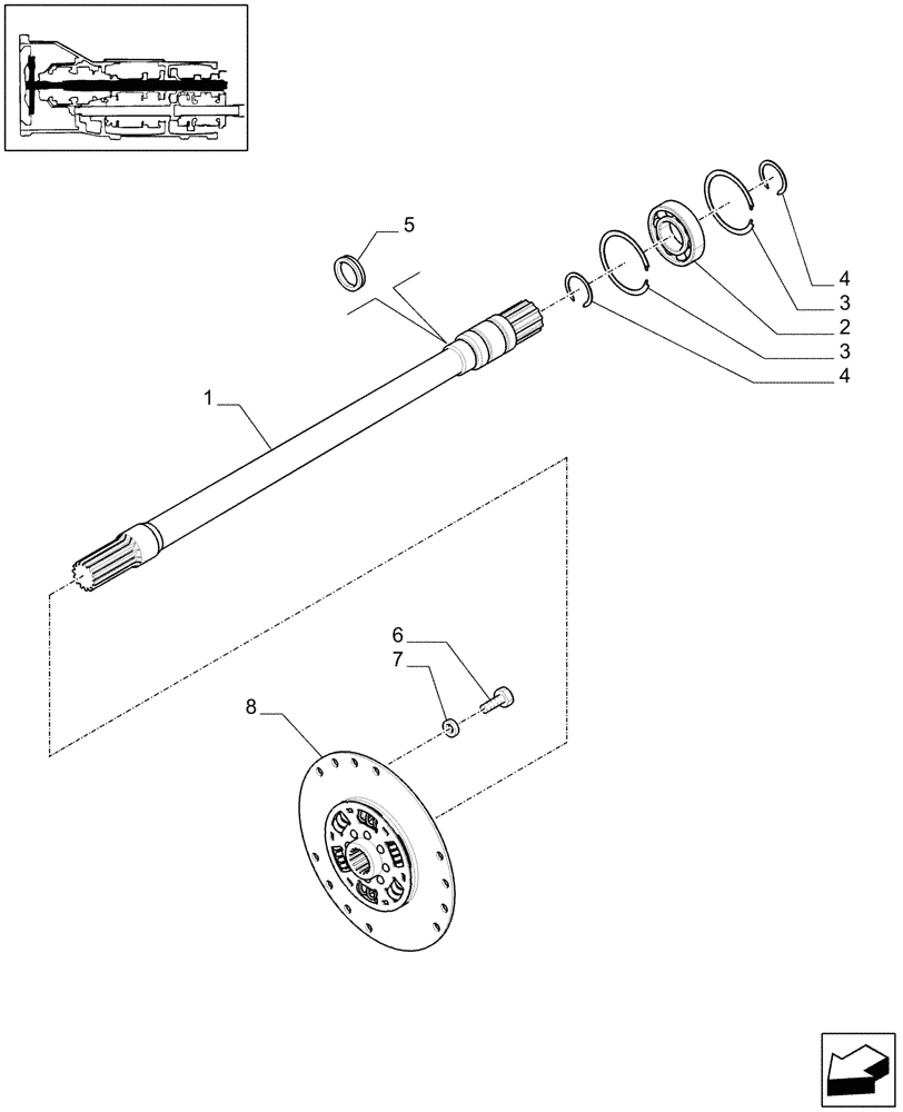 Схема запчастей Case IH MAXXUM 115 - (1.25.3/03) - TRANSMISSION 24X24 - TORSIONAL DAMPER AND INPUT SHAFT (STD + VAR.330282-331245) (03) - TRANSMISSION