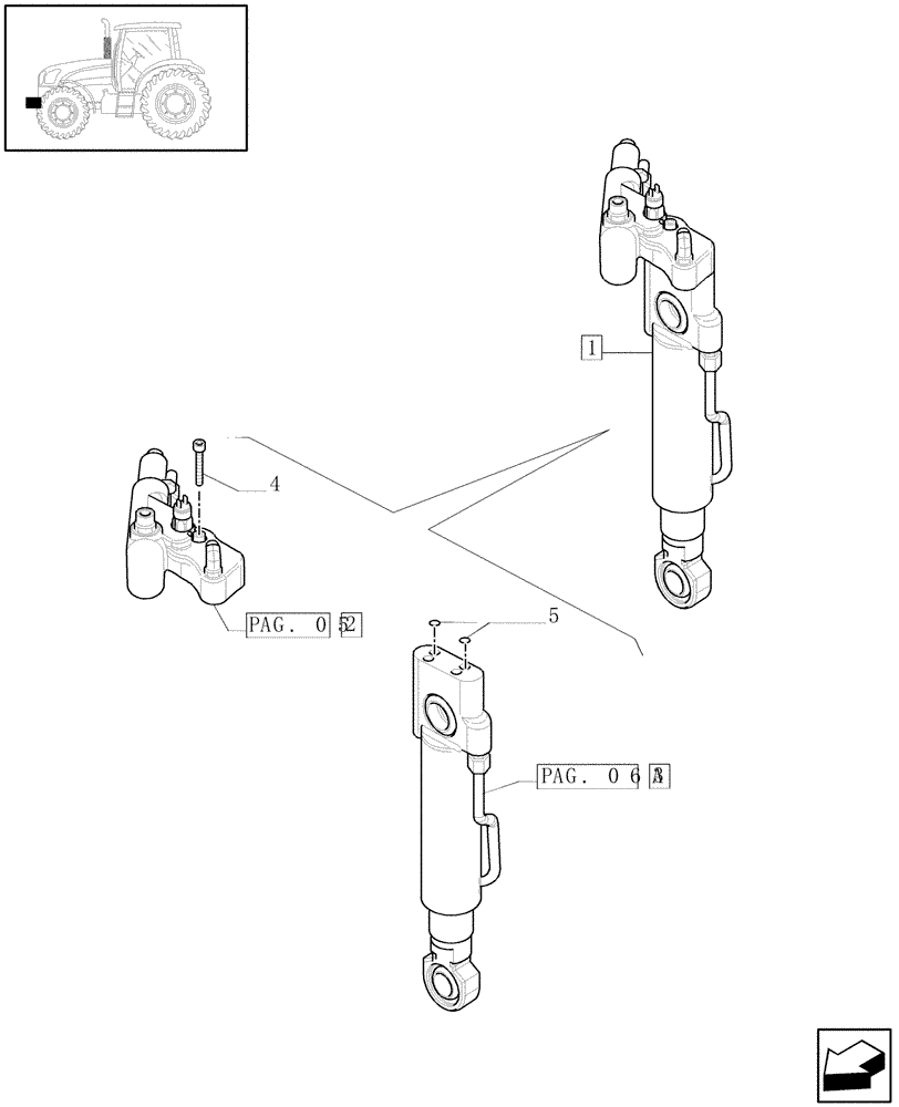 Схема запчастей Case IH PUMA 180 - (1.21.3[04A]) - (VAR.212-463) 4WD FRONT AXLE WITH ACTIVE SUSPENSIONS - CYLINDER - D5972 (03) - TRANSMISSION