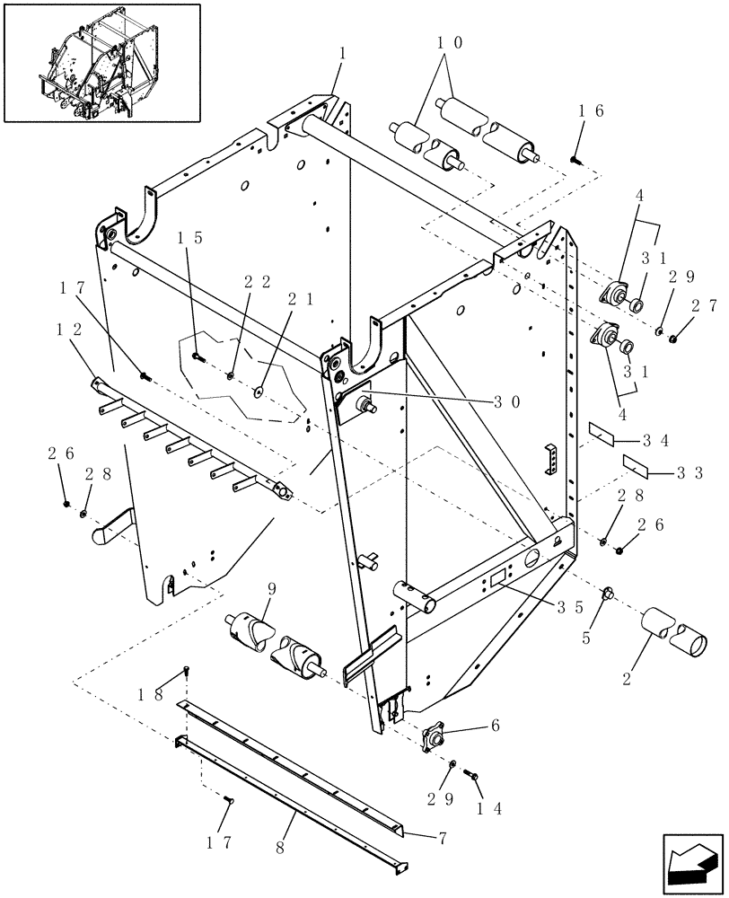 Схема запчастей Case IH RB554 - (14.47) - TAILGATE & ROLLS (14) - BALE CHAMBER