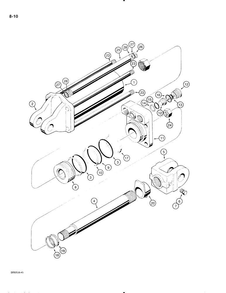 Схема запчастей Case IH 370 - (8-10) - TRANSPORT LIFT CYLINDER,1263474C91 (08) - HYDRAULICS