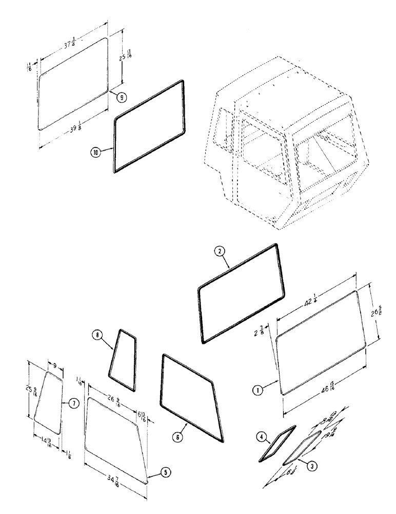 Схема запчастей Case IH 2470 - (330) - CAB, GLASS (09) - CHASSIS/ATTACHMENTS