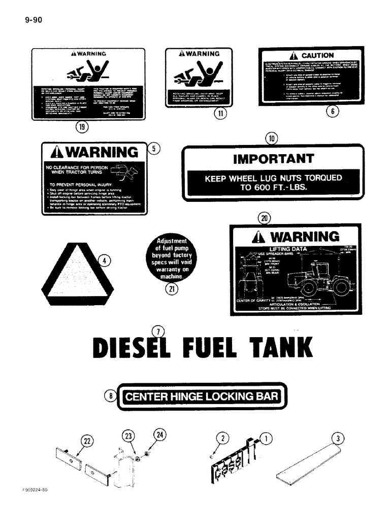 Схема запчастей Case IH 9270 - (9-90) - DECALS (09) - CHASSIS/ATTACHMENTS