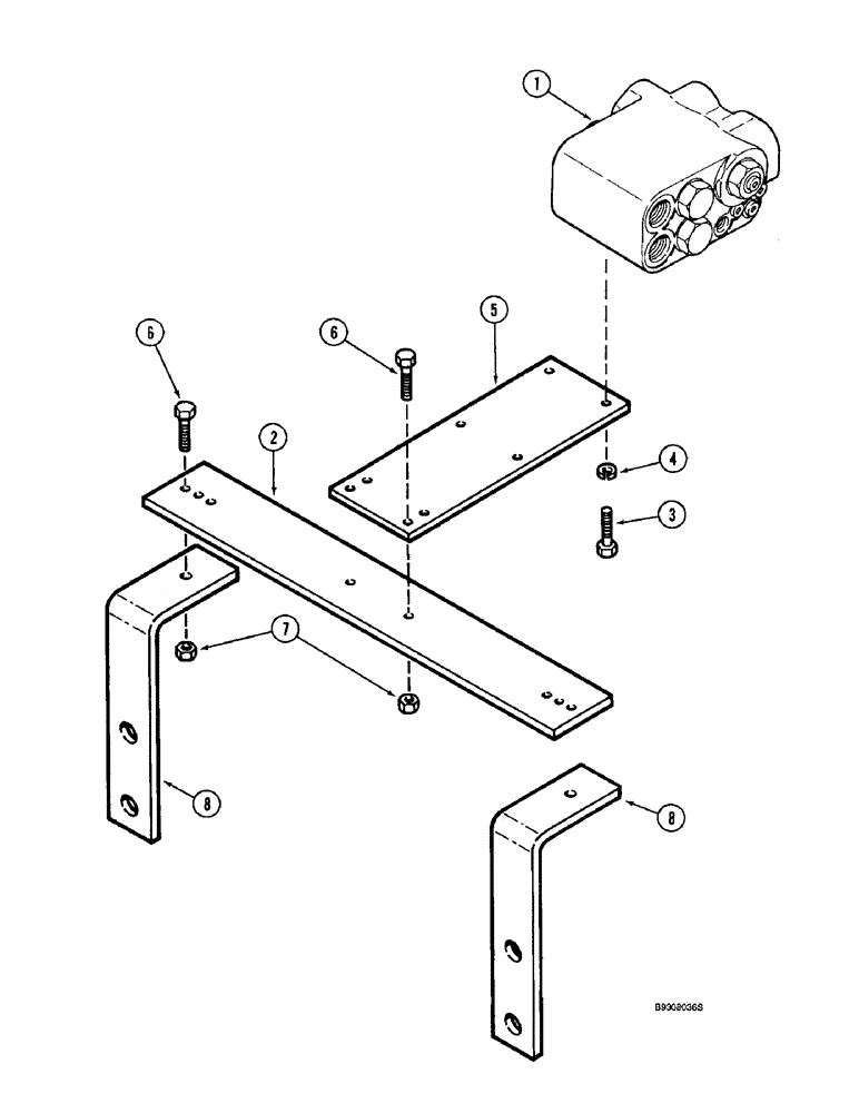 Схема запчастей Case IH 2188 - (5-28) - SELECTOR VALVE MOUNTING, POWER GUIDE AXLE (04) - STEERING