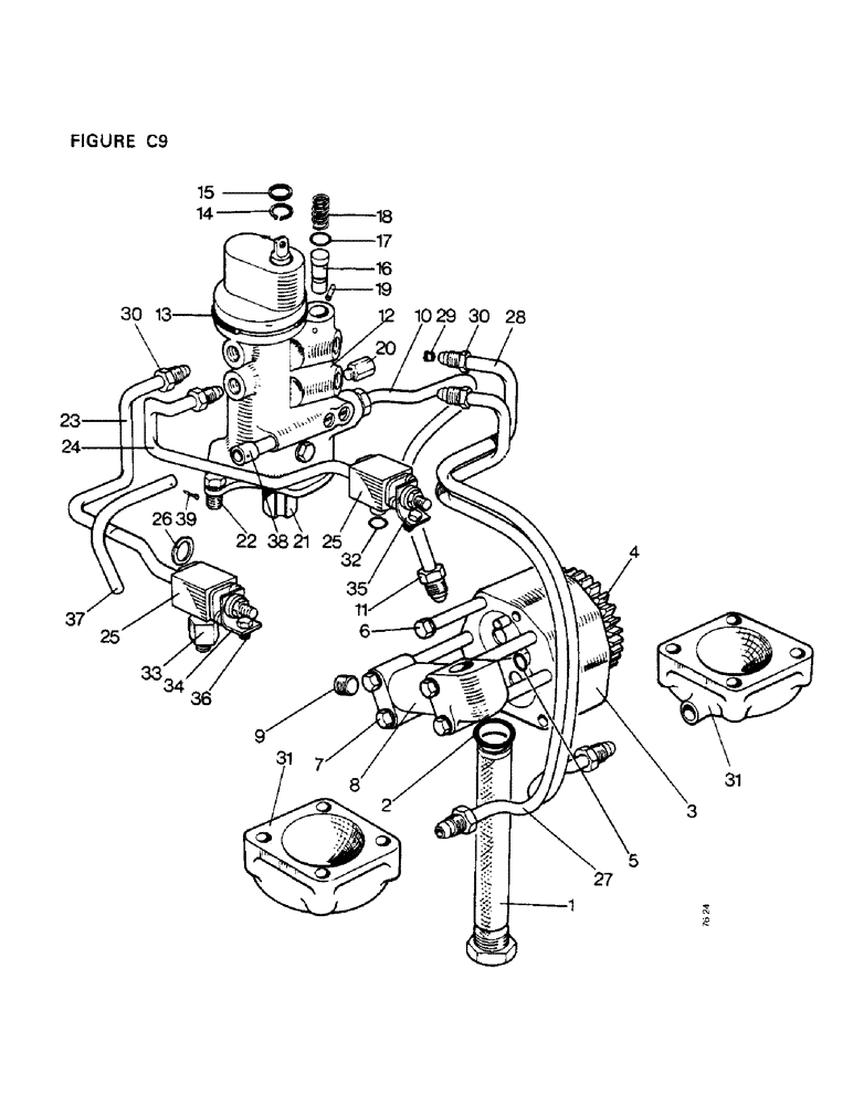 Схема запчастей Case IH 1410 - (C09-1) - GEARBOX, CONTROL VALVES AND PIPES, 1412, 1412Q, 1412G, 1412SK Gearbox