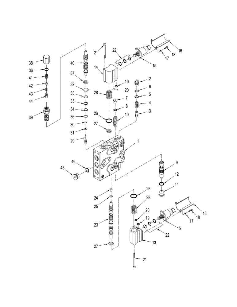 Схема запчастей Case IH STEIGER 435 - (08-35) - MAIN AND AUXILIARY VALVE ASSEMBLY - ELECTRONIC CONTROLLED (08) - HYDRAULICS