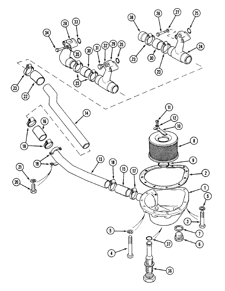 Схема запчастей Case IH 1594 - (8-260) - INLET FILTER AND TUBES (08) - HYDRAULICS