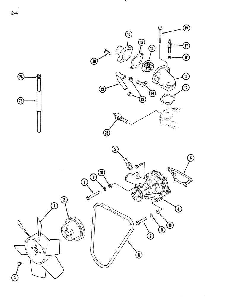 Схема запчастей Case IH 235 - (2-04) - WATER PUMP (02) - ENGINE