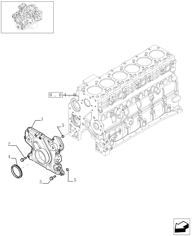 Схема запчастей Case IH PX170 - (0.04.3[02]) - CRANKCASE COVERS (4894734) (02) - ENGINE