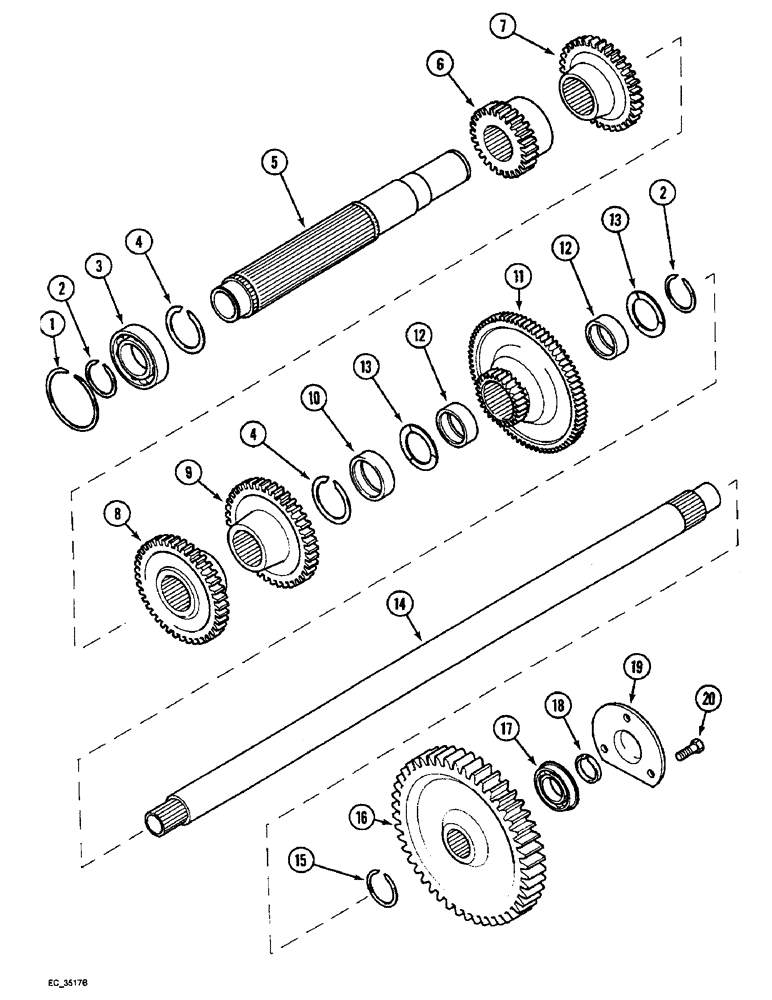 Схема запчастей Case IH 4240 - (6-018) - SPEED TRANSMISSION COUNTERSHAFT, WITH CREEPER (06) - POWER TRAIN