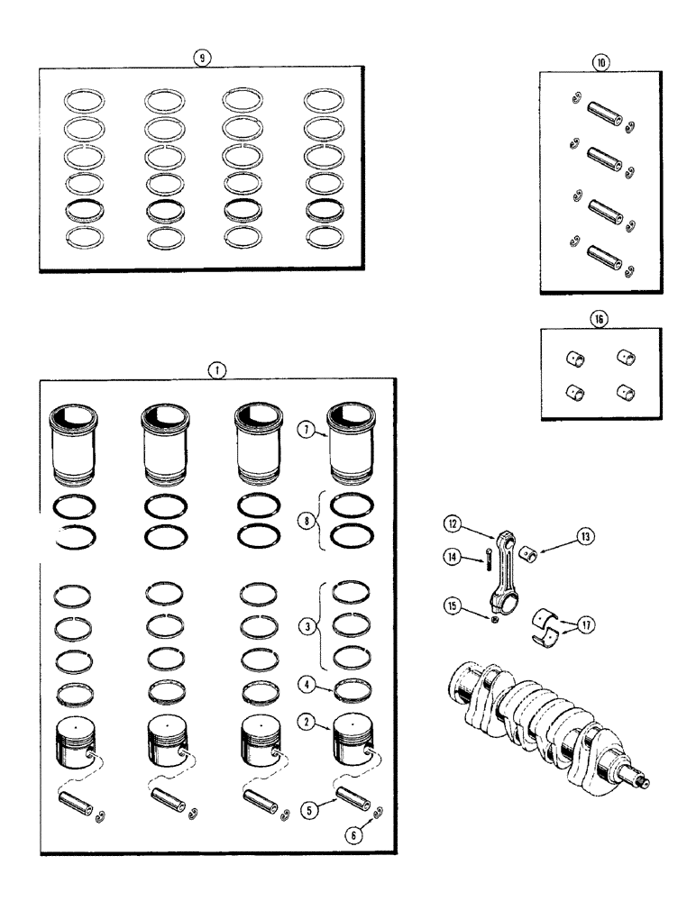 Схема запчастей Case IH 1255 - (038) - PISTON ASSEMBLY AND CONNECTING RODS, 188 SPARK IGNITION (10) - ENGINE