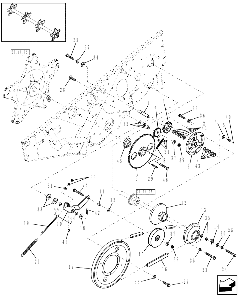 Схема запчастей Case IH HDX122 - (20.13.04[2]) - REEL DRIVE, P.I.N. Y8G600152 & AFTER (58) - ATTACHMENTS/HEADERS