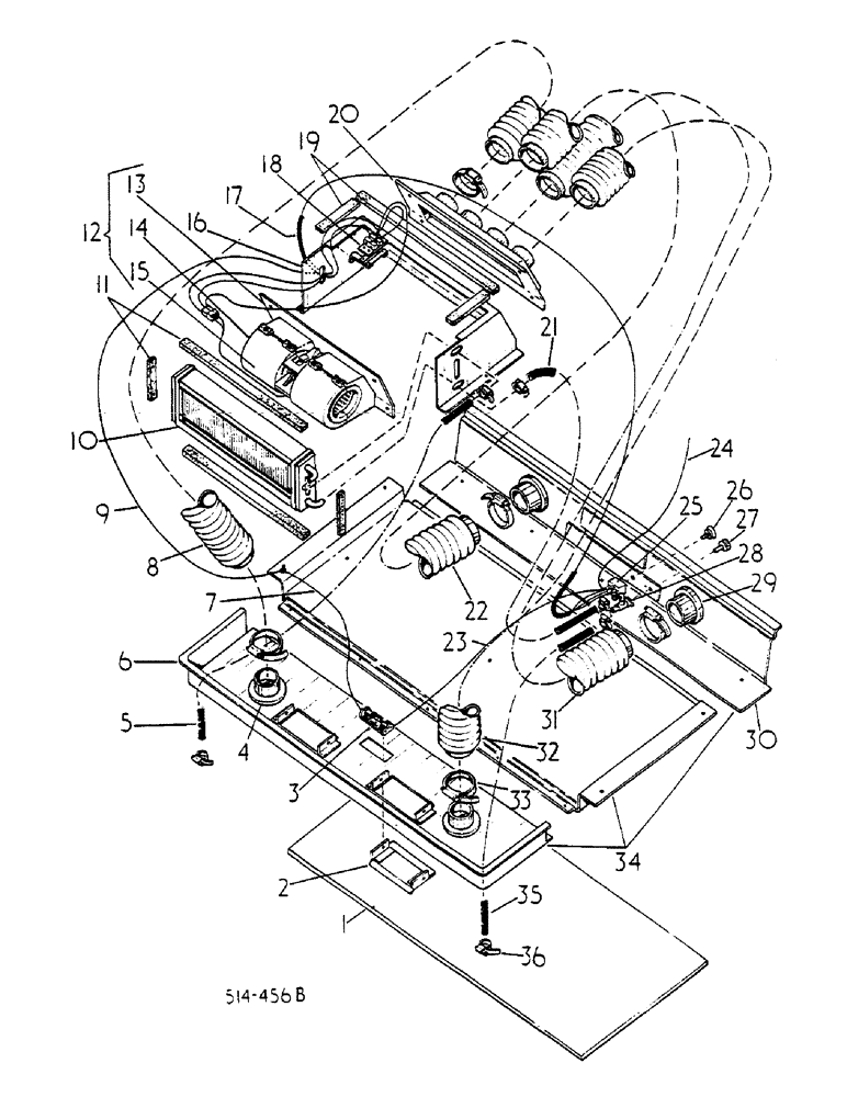 Схема запчастей Case IH 268 - (13-056) - HEATER AND ROOF INNER, SEKURA (05) - SUPERSTRUCTURE