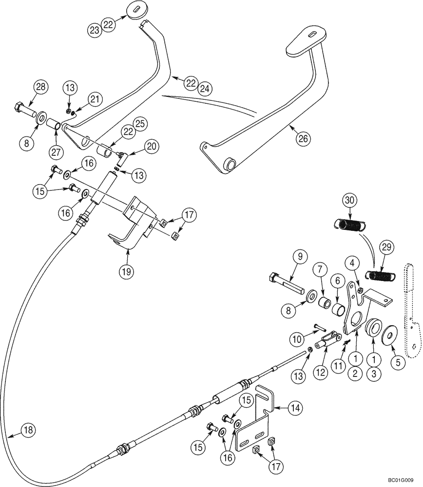 Схема запчастей Case IH 70XT - (03-04) - CONTROLS - THROTTLE, FOOT (03) - FUEL SYSTEM