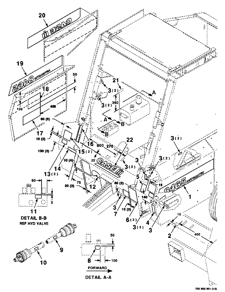 Схема запчастей Case IH 8465 - (9-06) - DECALS AND LOCATION DIAGRAM, FRONT, SERIAL NUMBER CFH0078355 AND LATER Decals & Attachments