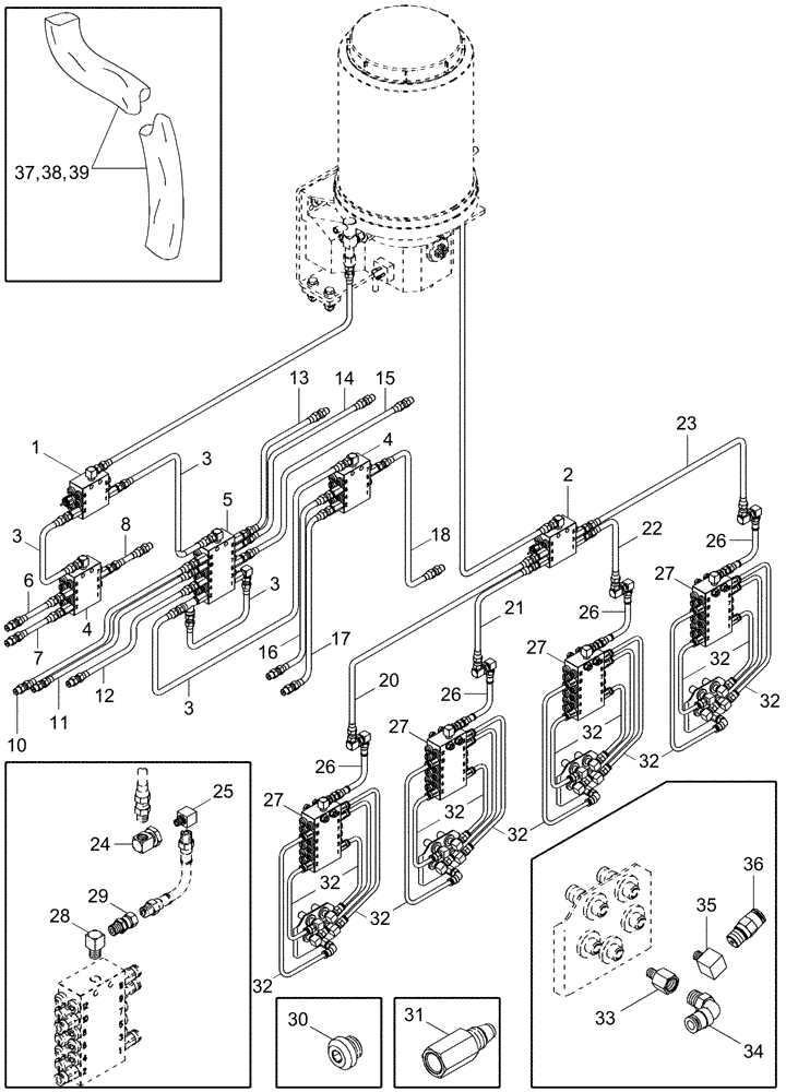 Схема запчастей Case IH 420 - (09A-45) - LUBE LINES - 4 ROW WIDE (13) - PICKING SYSTEM