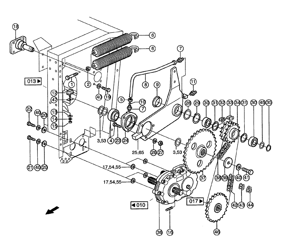 Схема запчастей Case IH 684 - (0012[1]) - DRIVE, FEEDER AUGER (MG6M) (58) - ATTACHMENTS/HEADERS