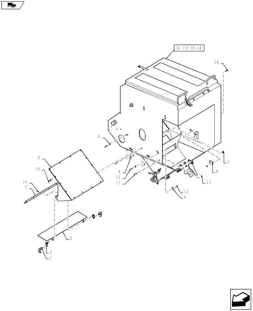 Схема запчастей Case IH 810 - (78.110.03.AC) - DOUBLE BIN, SUPPLEMENTAL ASSEMBLY, LH, 50 CUBIC FEET (78) - SPRAYING