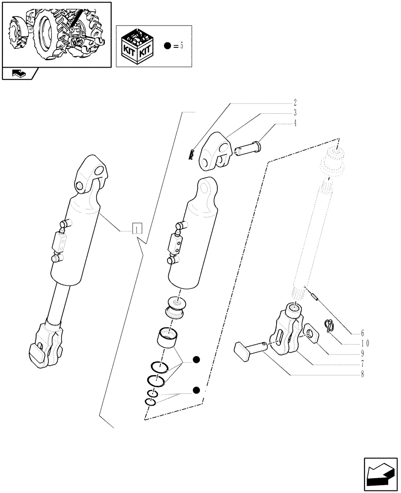 Схема запчастей Case IH PUMA 210 - (1.89.6/04A) - RH HYDRAULIC LIFT ROD - BREAKDOWN (09) - IMPLEMENT LIFT