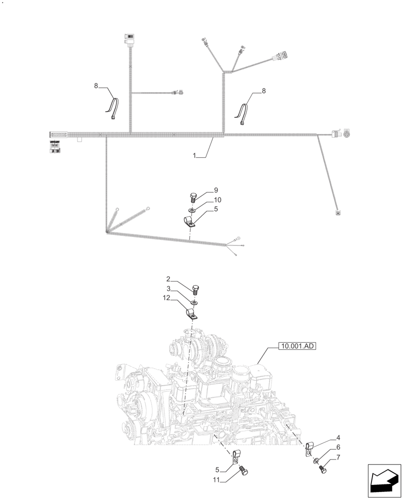 Схема запчастей Case IH FARMALL 120A - (55.015.AB[01]) - ELECTRICAL WIRING HARNESS, MAIN FRONT (55) - ELECTRICAL SYSTEMS