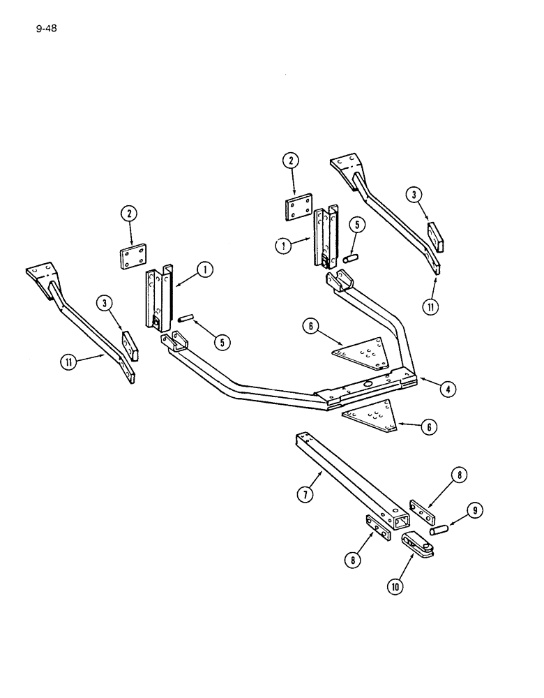 Схема запчастей Case IH 7200 - (9-048) - BASIC HITCH AND CONNECTIONS, SINGLE DRILL HEAVY DUTY HITCH (09) - CHASSIS/ATTACHMENTS