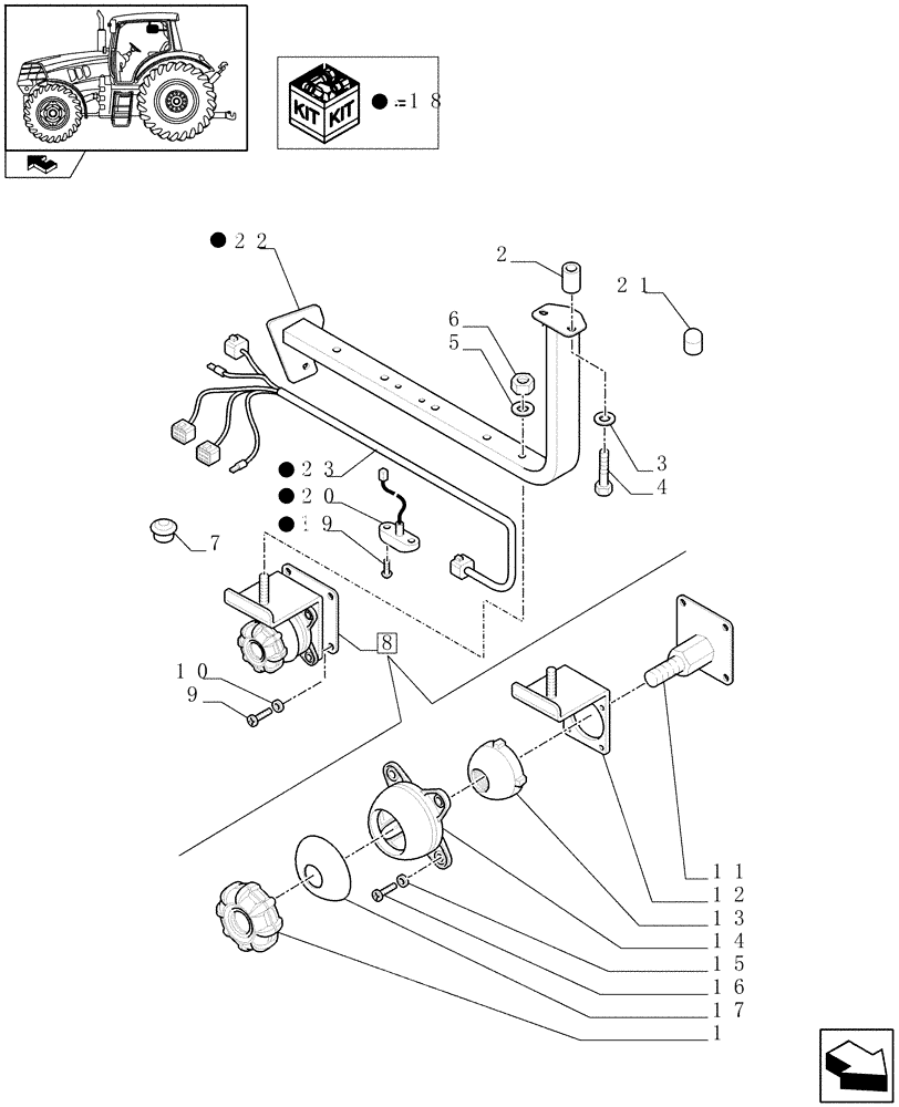 Схема запчастей Case IH MAXXUM 115 - (1.76.0/03[01]) - PREDISPOSITION FOR ISOBUS VIRTUAL TERMINAL - BALER BAR MOUNTING (VAR.330079-334761) (06) - ELECTRICAL SYSTEMS