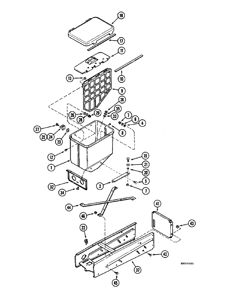 Схема запчастей Case IH 955 - (9F-102) - GRANULAR CHEMICAL HOPPER AND SUPPORT, ALL RIGID, VERTICAL (09) - CHASSIS/ATTACHMENTS