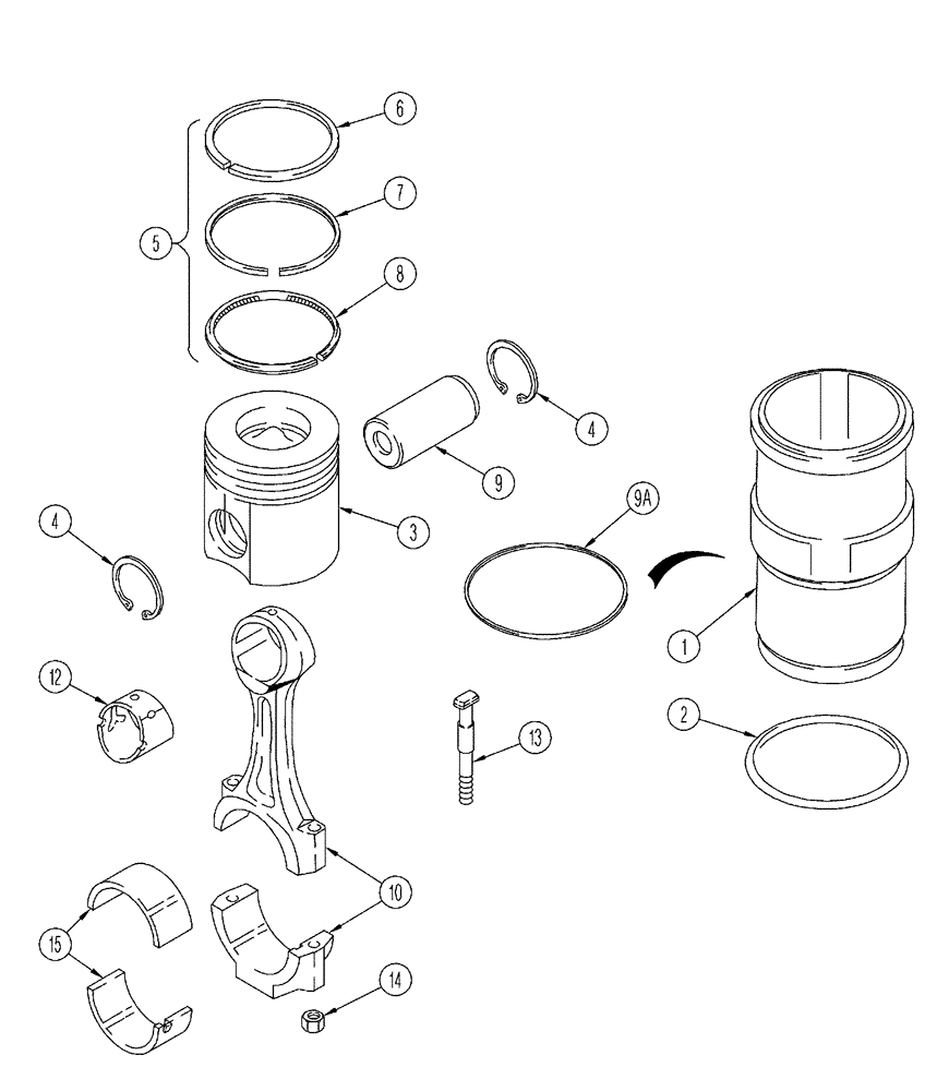 Схема запчастей Case IH FLX3300B - (02-041) - PISTON - CONNECTING ROD (01) - ENGINE