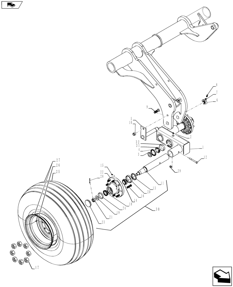 Схема запчастей Case IH 940 - (44.100.01) - MAIN FRAME TANDEM (44) - WHEELS