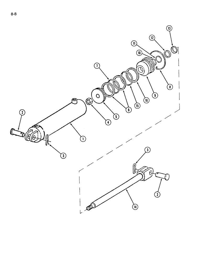 Схема запчастей Case IH 310 - (8-08) - HYDRAULIC CYLINDER, 3.5 X 8 INCH, DOUBLE ACTING (08) - HYDRAULICS