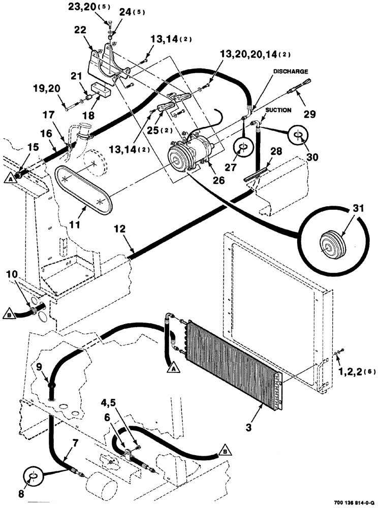 Схема запчастей Case IH 8880 - (07-044) - CONDENSER AND COMPRESSOR MOUNTING ASSEMBLIES (50) - CAB CLIMATE CONTROL