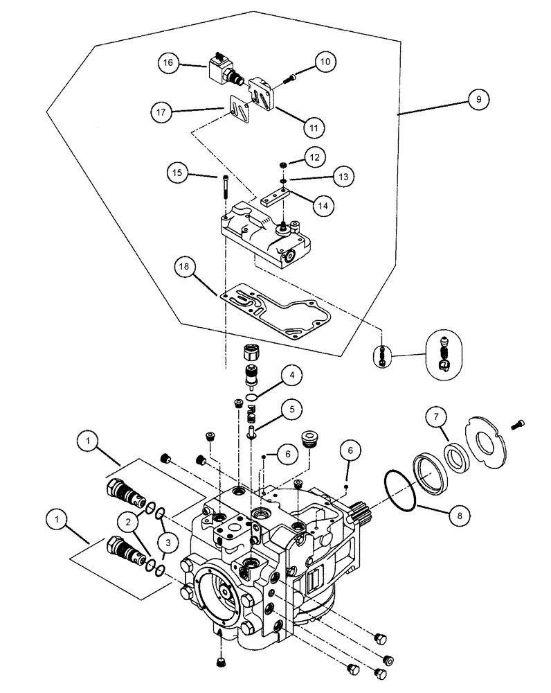 Схема запчастей Case IH 438 - (13-003) - PUMP, 75CC, 90 SERIES, AUX-C Hydraulic Components