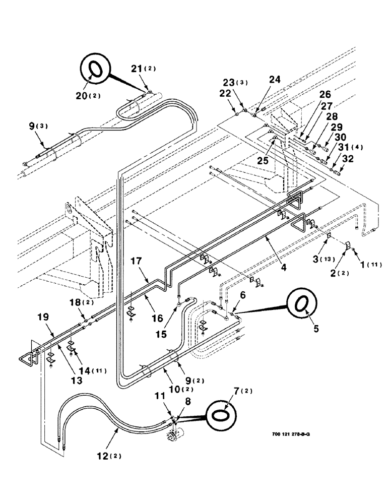 Схема запчастей Case IH 8820 - (8-12) - HYDRAULIC ASSEMBLY, DRAPER POSITION AND REEL DRIVE, 25 FOOT HEADER, SERIAL NO. CFH0118001 AND LATER (08) - HYDRAULICS