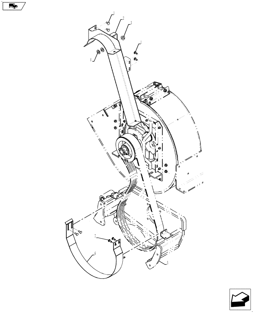 Схема запчастей Case IH 635 - (74.141.11) - FAN PULLEY GUARD (74) - CLEANING