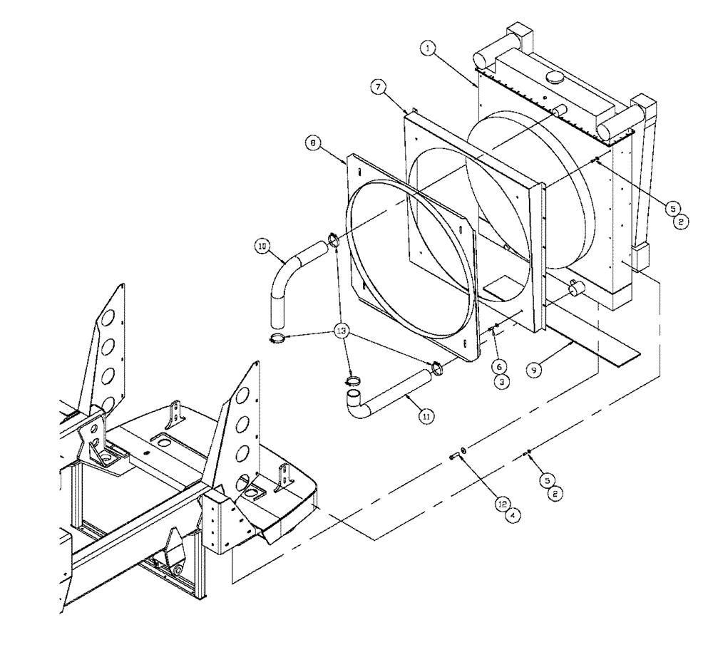 Схема запчастей Case IH 4375 - (02-008[02]) - RADIATOR ASSEMBLY, WITHOUT OIL COOLER (01) - ENGINE