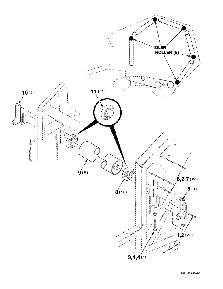 Схема запчастей Case IH 8480 - (2-28) - ROLLER, IDLER AND SUPPORT ASSEMBLIES Driveline