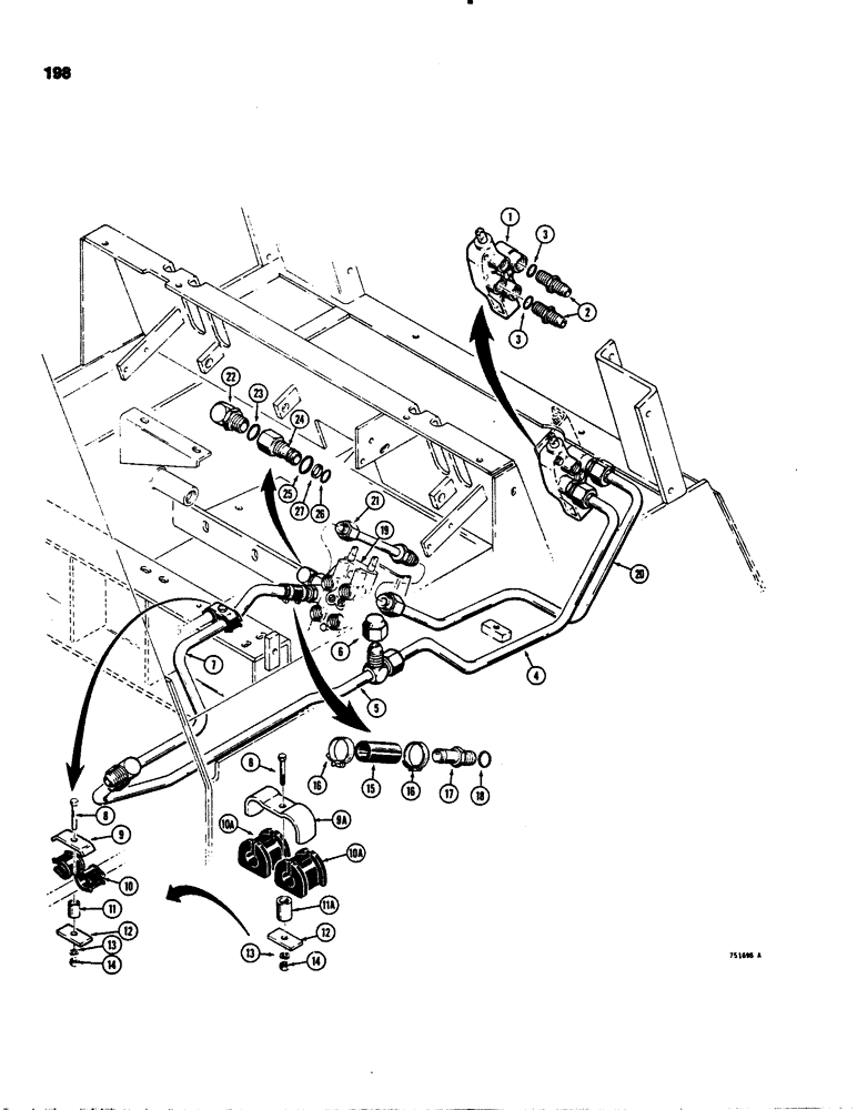 Схема запчастей Case IH 1845 - (198) - AUXILIARY HYDRAULIC CIRCUITS, BASIC HYDRAULIC CIRCUIT WITHOUT FRONT HYDRAULIC CIRCUIT (35) - HYDRAULIC SYSTEMS