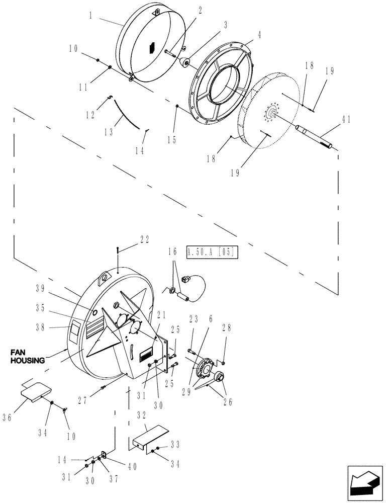 Схема запчастей Case IH ADX2180 - (L.10.D[01]) - SINGLE FAN ASSEMBLY L - Field Processing