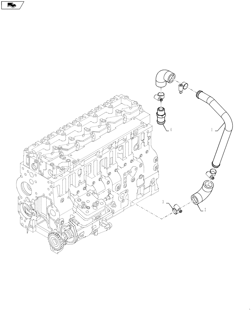 Схема запчастей Case IH 4420 - (03-046) - AIR INTAKE TUBE,AIR COMPRESSOR (01) - ENGINE