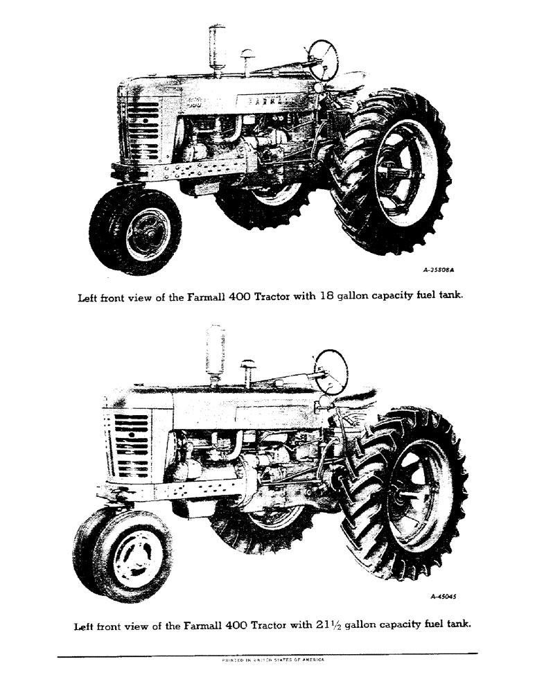 Схема запчастей Case IH 400-SERIES - (003) - LEFT FRONT VIEW OF THE FARMALL 400 TRACTOR WITH 18 AND 21-1/2 GALLON CAPACITY FUEL TANK (00) - GENERAL