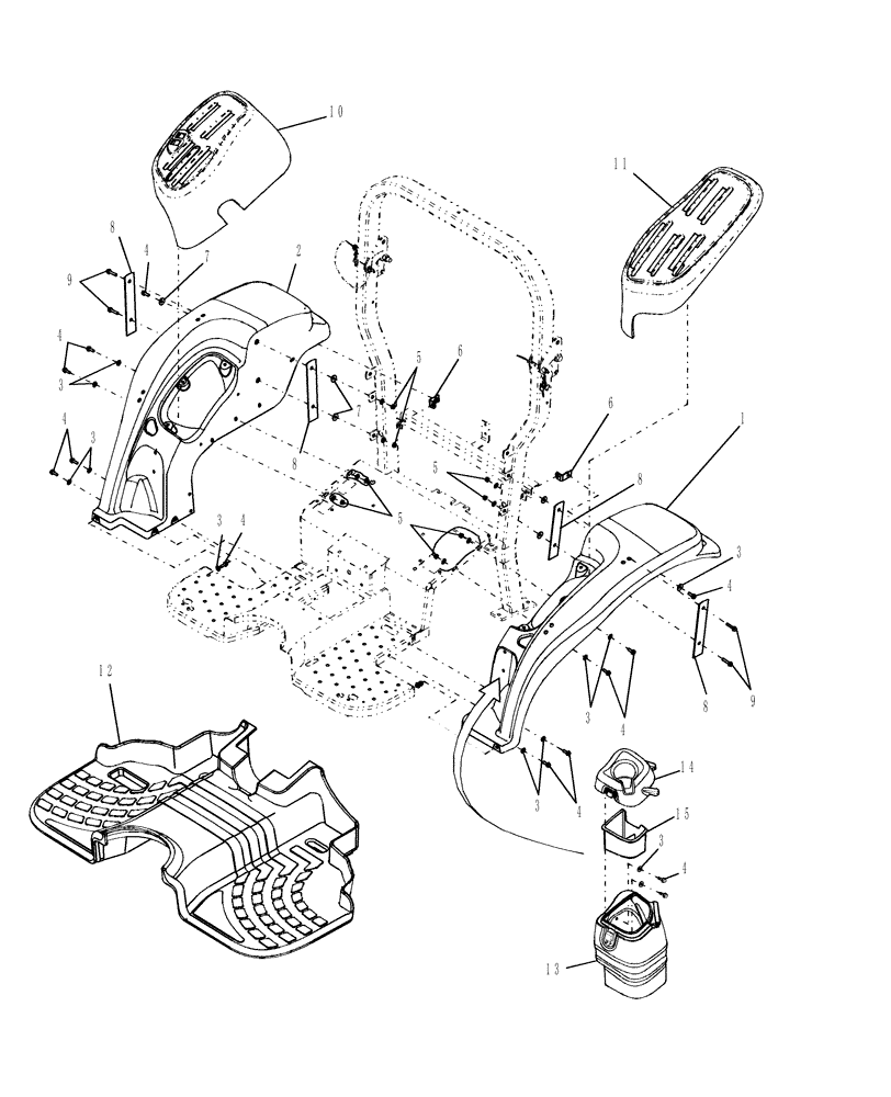 Схема запчастей Case IH D45 - (08.02) - FENDERS & FLOOR MAT (08) - SHEET METAL