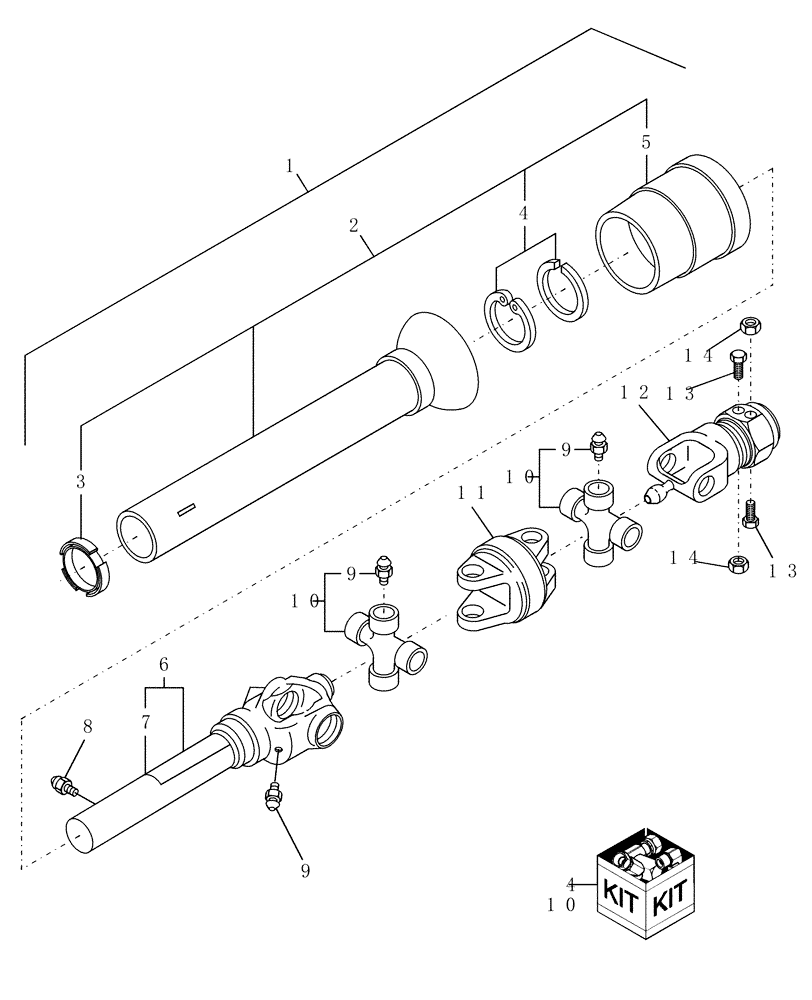 Схема запчастей Case IH DCX131 - (01.02) - PRIMARY PTO, REAR HALF, NOT FOR SWIVEL HITCH (01) - PTO DRIVE SHAFT