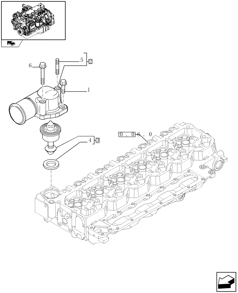 Схема запчастей Case IH F4HE9687G J101 - (0.32.6) - THERMOSTAT - ENGINE COOLING SYSTEM (2855446 - 2852470) 