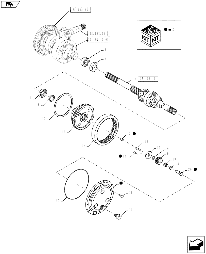 Схема запчастей Case IH PUMA 130 - (25.108.08) - VAR - 330408, 330429 - CL.4 FRONT AXLE W/ OUT BRAKES - FINAL DRIVE (25) - FRONT AXLE SYSTEM