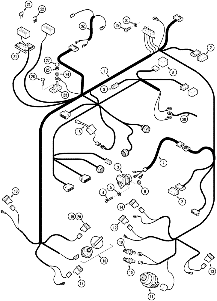 Схема запчастей Case IH MX150 - (04-03) - HARNESS INSTRUMENT PANEL (55) - ELECTRICAL SYSTEMS