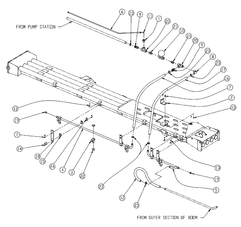 Схема запчастей Case IH 437 - (10-006) - WET BOOM, 3.0, LH, INNER Wet Kit