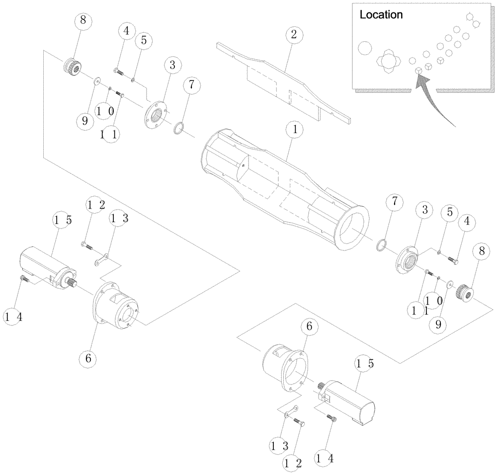 Схема запчастей Case IH A7000 - (A05.05[01]) - Buttlift Roller (13) - FEEDER