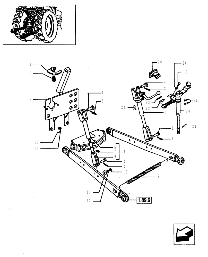 Схема запчастей Case IH JX95 - (1.89.6[01]) - IMPLEMENT ATTACHMENT DEVICE - LIFT ARMS (09) - IMPLEMENT LIFT